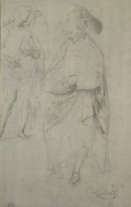 Verso: Tanulmány egy angyalról és egy álló emberről, WA1846.148 alkotó: Raffaello Sanzio Raphael